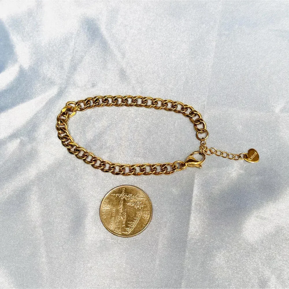 Gold Tone Over Stainless Steel Curb Link Bracelet